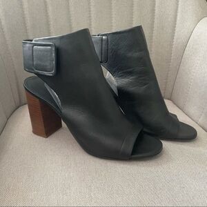 Vince Leather Peeptoe Booties ‘Faye’